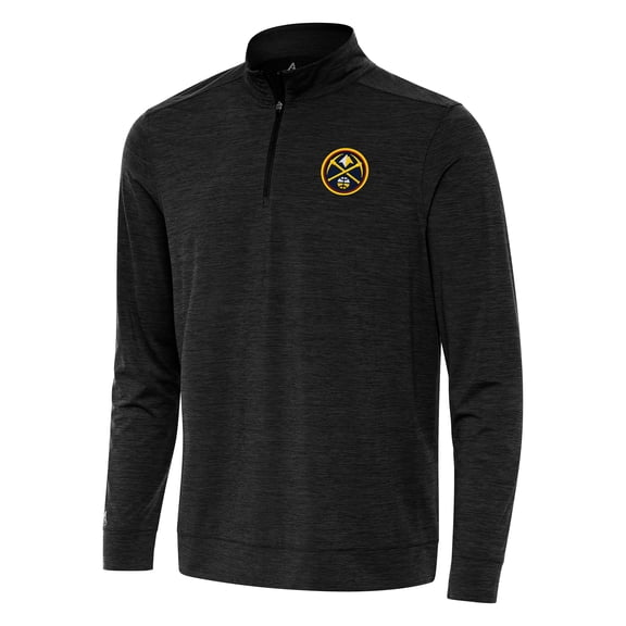 Men's Antigua Heather Black Denver Nuggets Bright Quarter-Zip Top