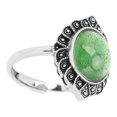 thumbnail image 2 of Anillo de plata 925 dinámico celadón verde galvanizado elegante llamativo anillo para mujer para aniversario de cumpleaños, 2 of 8