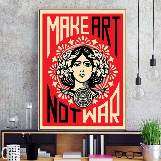 Cuadro mural Make Art Not War, 40 x 60 cm, tela