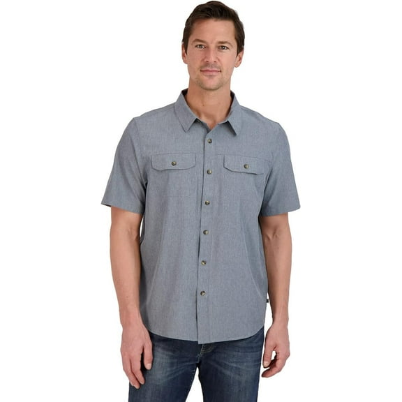 Gerry Men's Short Sleeve Quick Dry Tech Woven Shirt (Blue, X- Large)