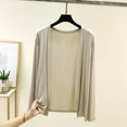 thumbnail image 2 of Ke1Clo Women Cardigan Lightweight Soft Long Sleeve Solid Casual Loose Knit Tops Spring Summer Fall Beach Vacation Travel Party Cardigans Khaki Free Size, 2 of 6