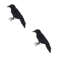 thumbnail image 1 of 2x pájaro falso de taxidermia negro Decoración de jardín perfecl, 1 of 8