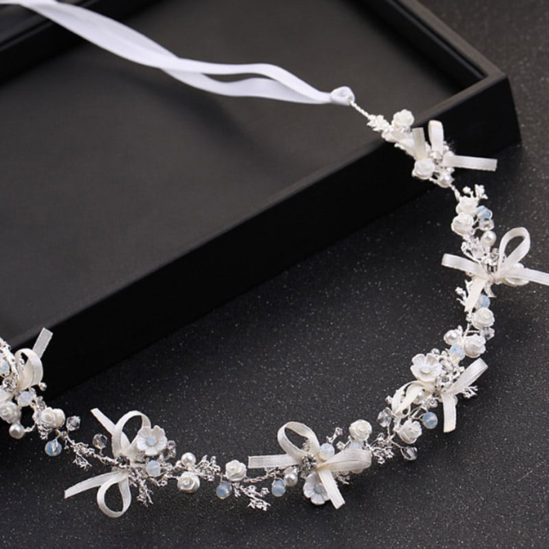 QingJiu Crystal Rhinestone Handmade Pearl Headband Bridal Wedding Party Hair Accessories