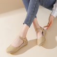 thumbnail image 6 of Women's Summer Linen Slope Heel Sandals Ethnic Style Canvas High Heels Breathable Soft Lightweight Non- Comfortable Casual Summer Walking Footwear Beige 35, 6 of 8