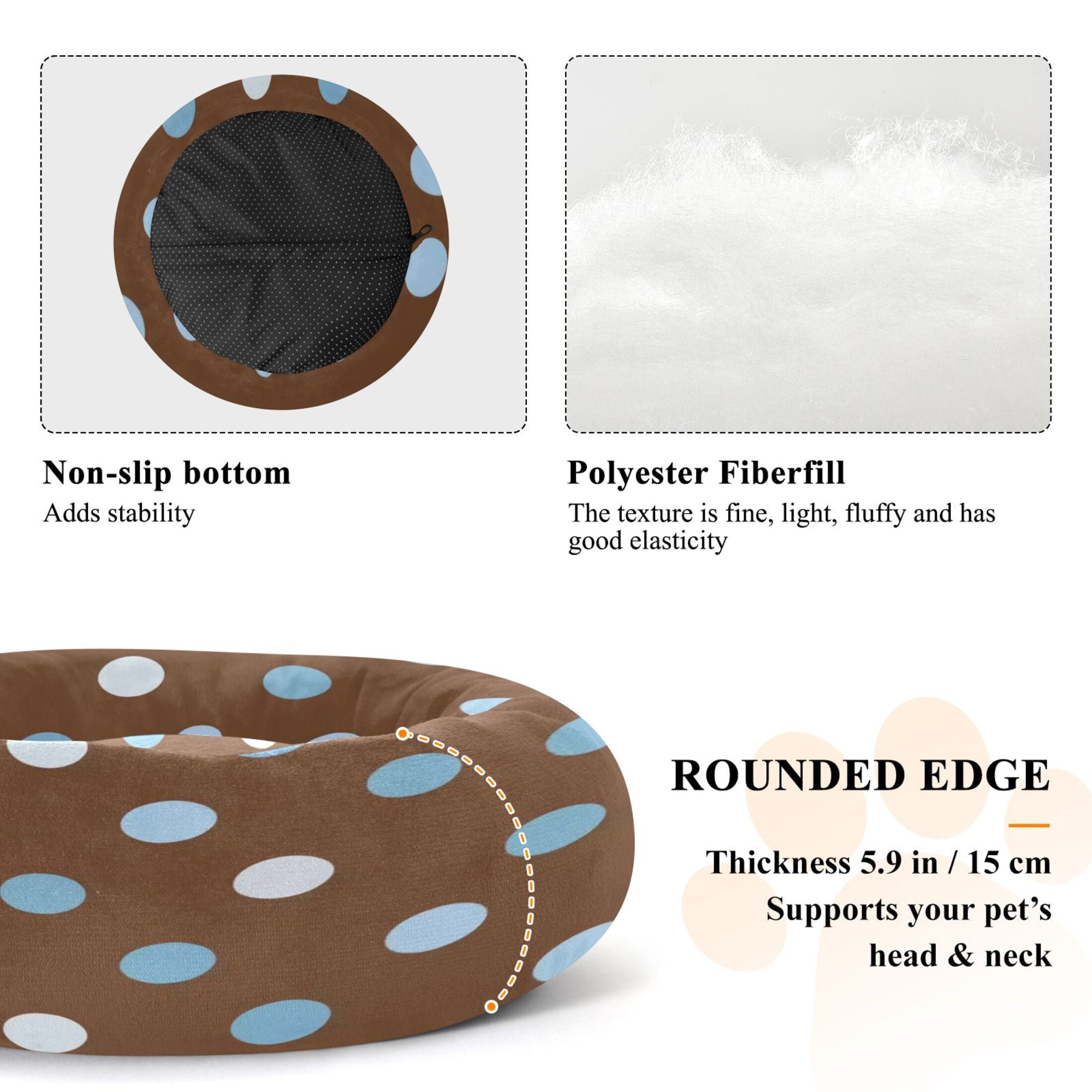 Iauyy Pet Couch Donut Cat Bed for Indoor Cats/Small Dogs Washable & Machine with Non-slip Bottom Calming Cat Furniture, Dot-shaped Brown (M)