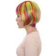 thumbnail image 3 of HPO Adult Womens Rainbow Bob Wig | Colorful Party Ready Fancy Cosplay Halloween Wigs | Premium Breathable Capless Cap, Synthetic Fiber, 3 of 9