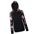 thumbnail image 4 of Sudadera con capucha para mujer, estampado floral, manga larga, bolsillo, suéter con capucha, top, negro, S Methold AP000831-09, 4 of 7