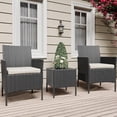 thumbnail image 6 of EastVita 3 Piece Patio Set PE Rattan Patio Conversation Set with 2 Chairs and 1 Coffee Table Outdoor Patio Furniture Set for Patio Front Porch Balcony Bistro - Black, 6 of 8