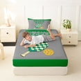 thumbnail image 4 of Castle Fairy Pickleball Print Twin Sheets 3pcs, Sport Checkered Paddle Pattern Bedding, Green Gray,1 Fitted Sheet, 1 Flat Sheet and 1 Pillowcase, 4 of 6