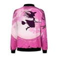 thumbnail image 5 of WXLWZYWL Women's Bomber Jacket Lightweight Full Zip Up Jacket Cropped Floral Coat Jacket Retro Moto Windbreaker Outwears Halloween Custume, 5 of 5