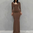 thumbnail image 2 of Maxi Dress for Women Sexy Slim Fitted Solid Color Long Sleeve Stretchy Long Dress V Neck Elegant Formal Cocktail Dress Dresses for Women, 2 of 7