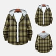 thumbnail image 1 of Chaqueta de franela polar Augper para hombre, informal, con cremallera y capucha, con dos bolsillos sueltos y gruesos., 1 of 8
