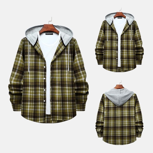 Chaqueta de franela polar Augper para hombre, informal, con cremallera y capucha, con dos bolsillos sueltos y gruesos.