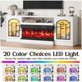 thumbnail image 4 of Waleaf 70" TV Stand with 3-Sided Glass Electric Fireplace, Modern Media Entertainment Center for TVs up to 80", Slim Wood Console with 21-Mode LED Lights & Adjustable Shelves, 4 of 8
