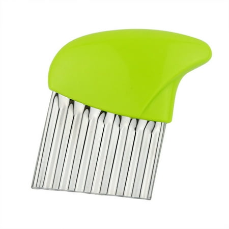 

Happon 1 Pc Crinkle Cut Tool Stainless Steel Wavy Chopper Tool Safe Durable Fruit & Vegetable Potato Slicer French Fry Crinkle Cutter Green