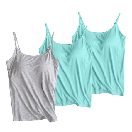 Sevevn Strapless Bra 3PC Tank Top For Women Cotton Padded Bra Scoop Neck Strap Basic Layer Bodysuit Sleeveless Summer Tops 2024 Summer Saving