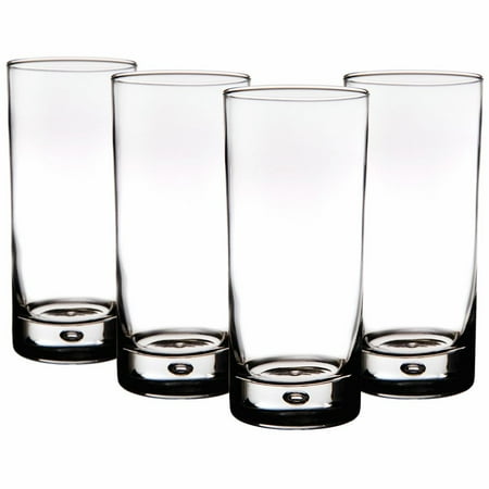 Giants 17 Ounce Glass - Red Series 17 oz. Bubble-Bottomed Round Cut Highball Drinking Glasses, Set of 8