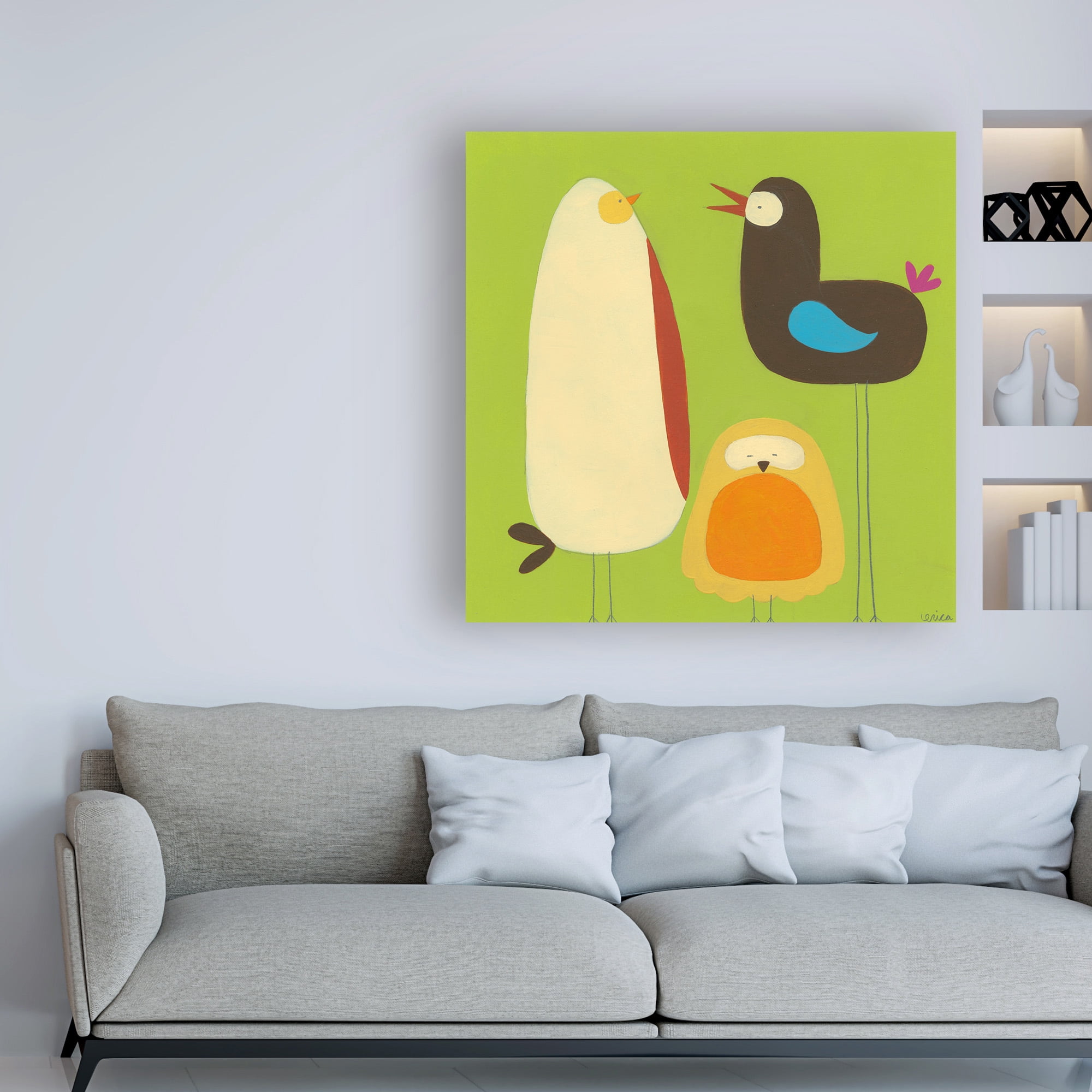 Trademark Fine Art 'Feathered Friends II' Canvas Art by June Erica Vess