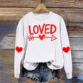 thumbnail image 2 of RKSTN Sweat-Shirt pour Femmes 2024 Saint-Valentin Imprimé Cœur Couleur Unie Col Rond Manches Longues Coupe Ample Blouse Tops, 2 of 6