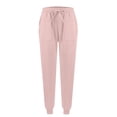 thumbnail image 4 of Women Sweatpants Cotton MIUOWANP Women'S Solid Color Overalls Women'S Casual High-Waisted Drawstring Pocket Sweatpants Pink XXL, 4 of 4
