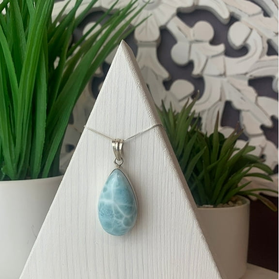 Large Larimar Pendant in Sterling Silver (20-40mm)