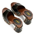 thumbnail image 3 of FSJ Women Platform Clogs Mules Open Toe Wooden Block High Heel Sandals Rivet Studded Chunky Slides Size 10.5 Black, 3 of 4