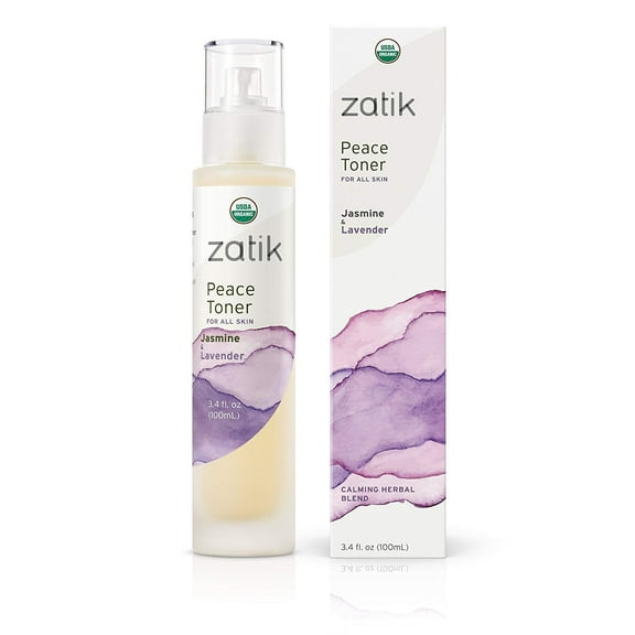 Zatik Naturals - Peace Toner with Jasmine and Lavender, USDA Organic, for All Skins, Refreshing, Comforting, Relaxing and Soothing Toner Promotes Clear Facial Complexion, 3.4 fl oz,100ml