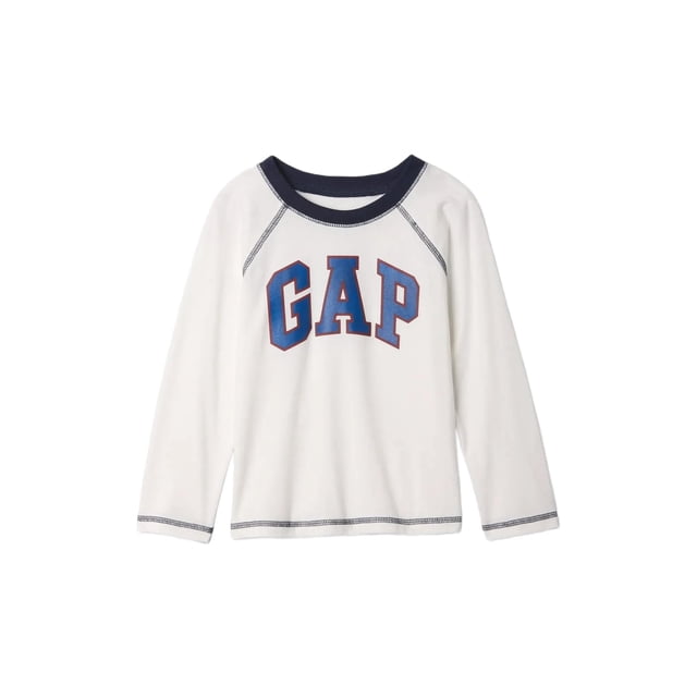 Remera de Manga Larga Raglán con Logo para Niños GAP Blanco Roto 4 Años
