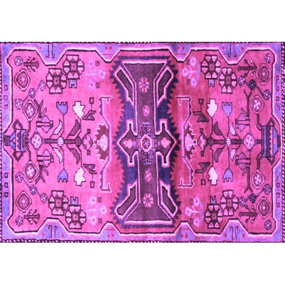 Ahgly Company Indoor Rectangle Animal Purple Traditional Area Rugs, 8' x 12'