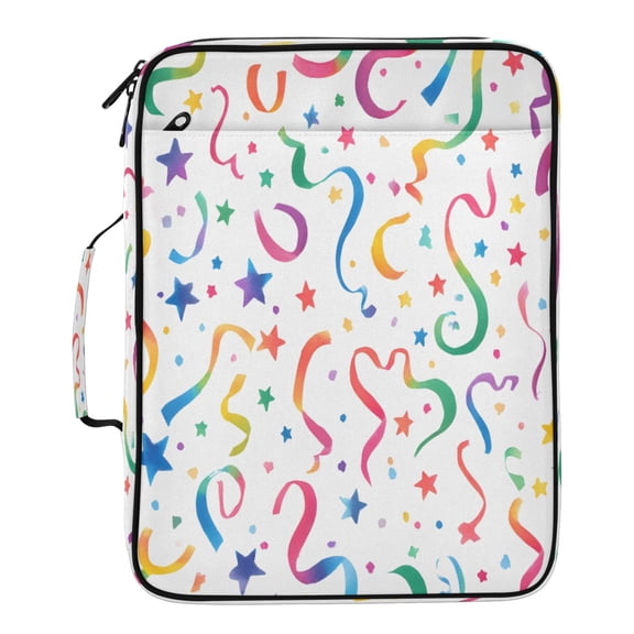BZSMCE Colorful Ribbons White Background Pattern Pattern Water-Resistant Filing Folder Binder Organizer Keeper 1.2 Inch 3-Ring 7-Pocket Expanding File