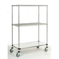 24" Deep x 48" Wide x 60" High 1200 lb Capacity Mobile Unit with 2 Wire Shelves and 1 Solid Shelf