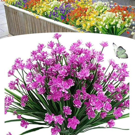 Verdsylv Artificial Flowers - Uv-Resistant Faux Outdoor Flowers for Porch, Patio, Garden & Indoor Decor - All-Weather Fade-Resistant Shrub Plants for Home, Wedding, Or Event Decoration, Hot Pink