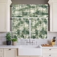 thumbnail image 2 of Dark Green Curtain Valances Set Modern Abstract Gradient Green Geometric Texture Kitchen Curtains 24&nbsp;inch Length Rod Pocket Valance and Tiers 3 Piece Set Small Bedroom Bathroom Laundry Decor, 2 of 9