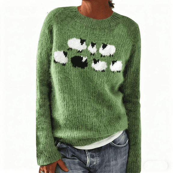 UZMOG Sweaters for Women, Women's Sweaters Fair Isle Knitted Vintage Long Sleeve Crew Neck Retro Lightweight Pullover Tops, Fall Winter Fashion Clothing