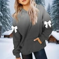 thumbnail image 3 of Teen Girls Cute Bow Hooded Sweatshirts Oversized Pullover Tops Trendy Long Sleeve Hoodies with Pocket New Casual T Shirts for Tween Kids Black 130, 3 of 5