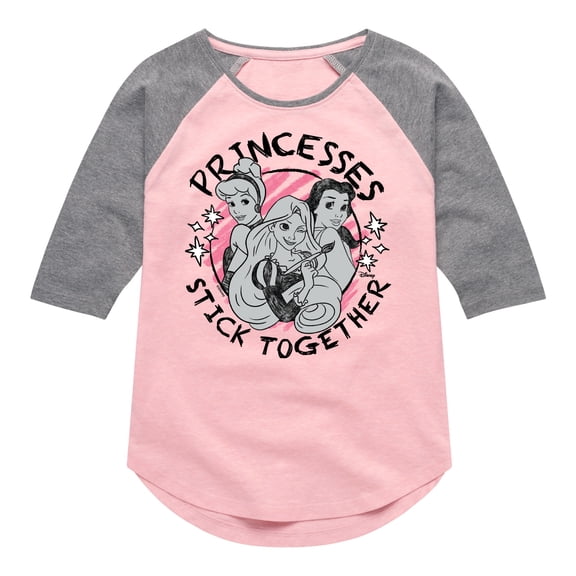 Disney Princess - Princesses Stick Together - Toddler & Youth Girls Raglan Graphic T-Shirt