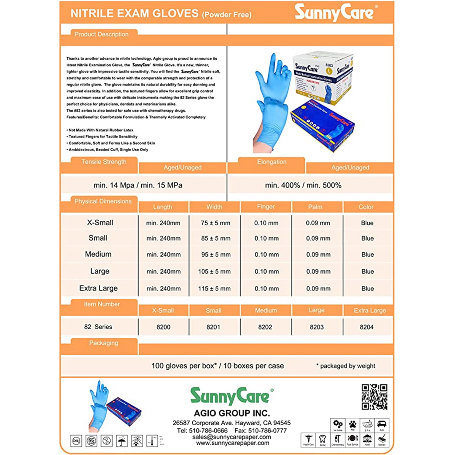 SunnyCare Nitrile Non Vinyl Latex Medical Exam Gloves, Medium, 1000 Count