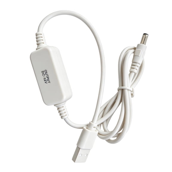 USB-A Round-Plug Power Cable, 5V-to-12V Inline Converter, 47.2inch Cord for Temporary Compatible Router Backup Use