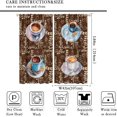 thumbnail image 2 of Retro Coffee Kitchen Curtains, Rustic Brown Background White Blue Tea Set Spoon Watercolor Coffee Cups Print Window Drapes for Cafe Living Room Bedroom 84x84in, 2 of 6