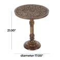 thumbnail image 4 of DecMode Mango Wood Traditional Carved Floral with Exposed Wood Grain Accent Table 17"W x 21"H, with a Dark Brown Finish, 4 of 11
