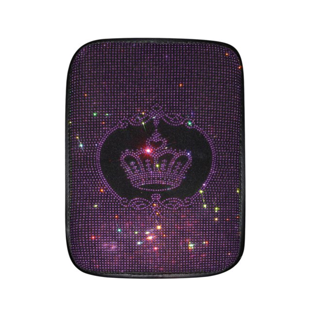 Luxury Crystal Rhinestone Crown Trimmed Center Console Mat for Women's Car Interior Elegant Embellishment Enhances Car Decor