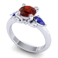 thumbnail image 2 of 2.50 Carat Fine Round Cut Garnet & Blue Sapphire Gemstone Three Stone Wedding Ring for Women Solid 18K White Gold Size 7 by Diamond-Capitals, 2 of 8