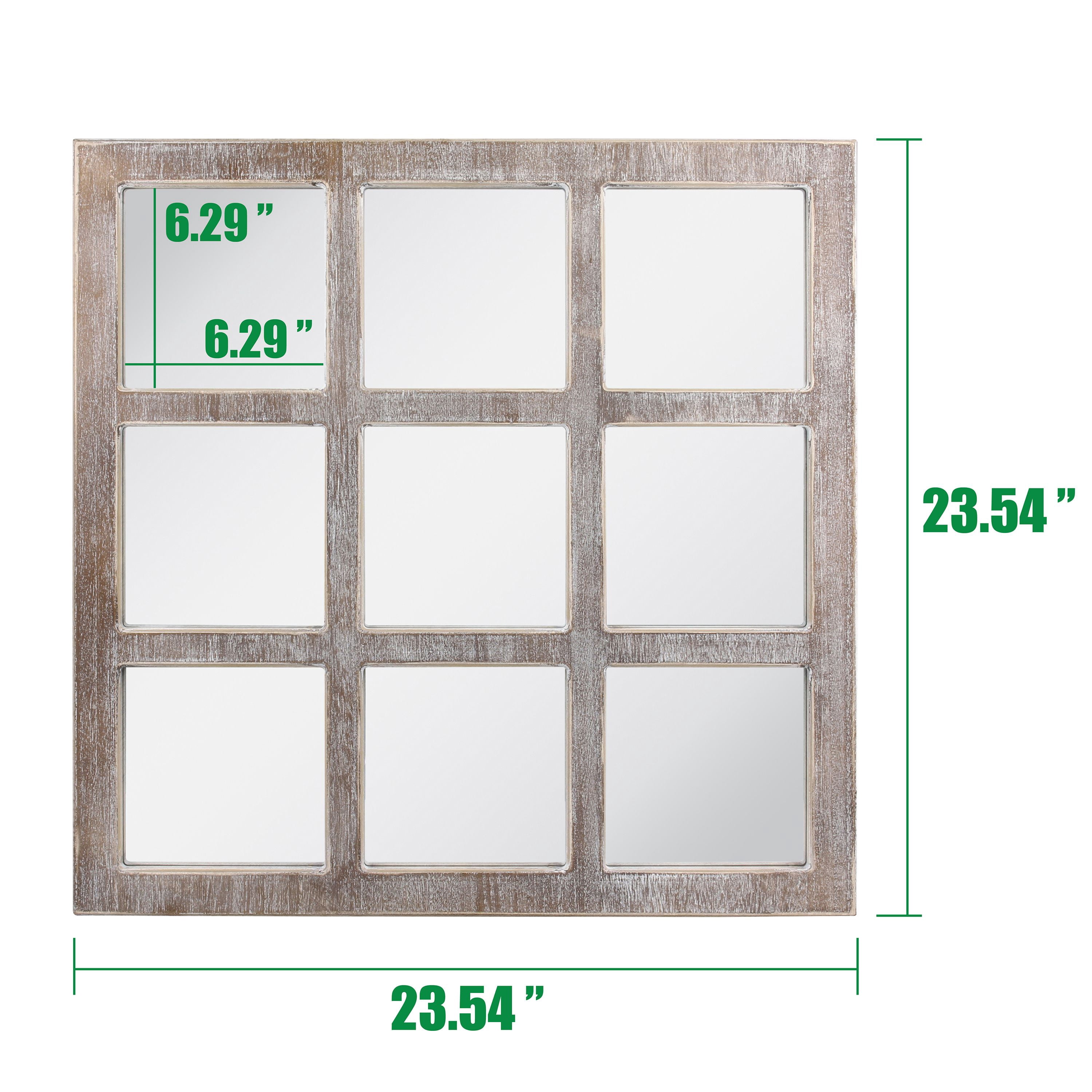 Stonebriar 23.5" x 23.5" Brown Farmhouse 9-Panel Window Pane Wall Mirror