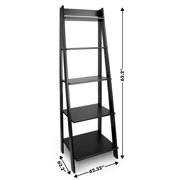 Jela Solid Wood 5 Shelf Ladder Bookcase - Black