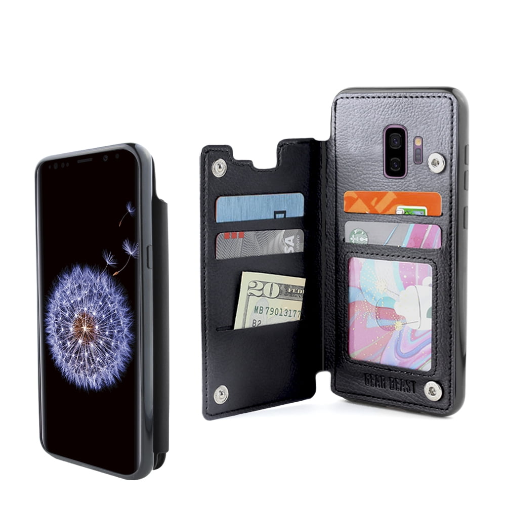 Gear Beast Galaxy S9 Plus Wallet Case, TopView Secure Flip Folio Case w/ RFID Protection for ...