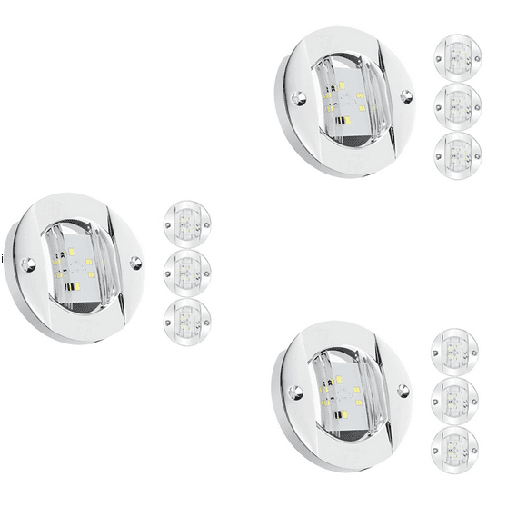 12Pcs Marine Boat Interior Lights,12V LED Boat Deck Courtesy Light 3Inch Round White 6 LED Stern Transom Anchor Light,12 * Boat lights