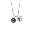 thumbnail image 2 of Delight Jewelry Silvertone Antiqued Round Seal - Initial - A - Silvertone Script Initial Disc - Z - Charm Necklace, 20"+3", 2 of 4