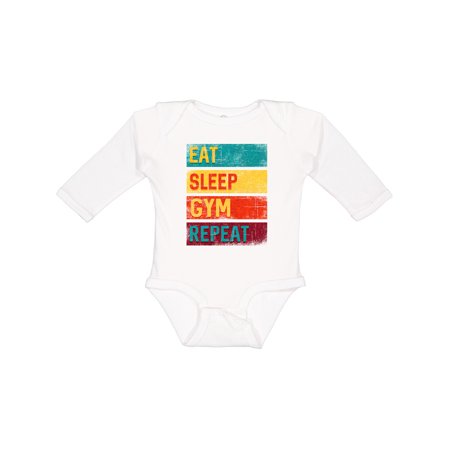 

Inktastic Fitness Eat Sleep Gym Repeat Boys or Girls Long Sleeve Baby Bodysuit