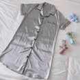 thumbnail image 6 of Blmnix Sleep Dress for Women Button Down Nightgown Satin Nightgowns Nightshirts Nightgowns Short Sleeve Gray Above-the-Knee Collared Womens Summer Nightgowns, 6 of 9