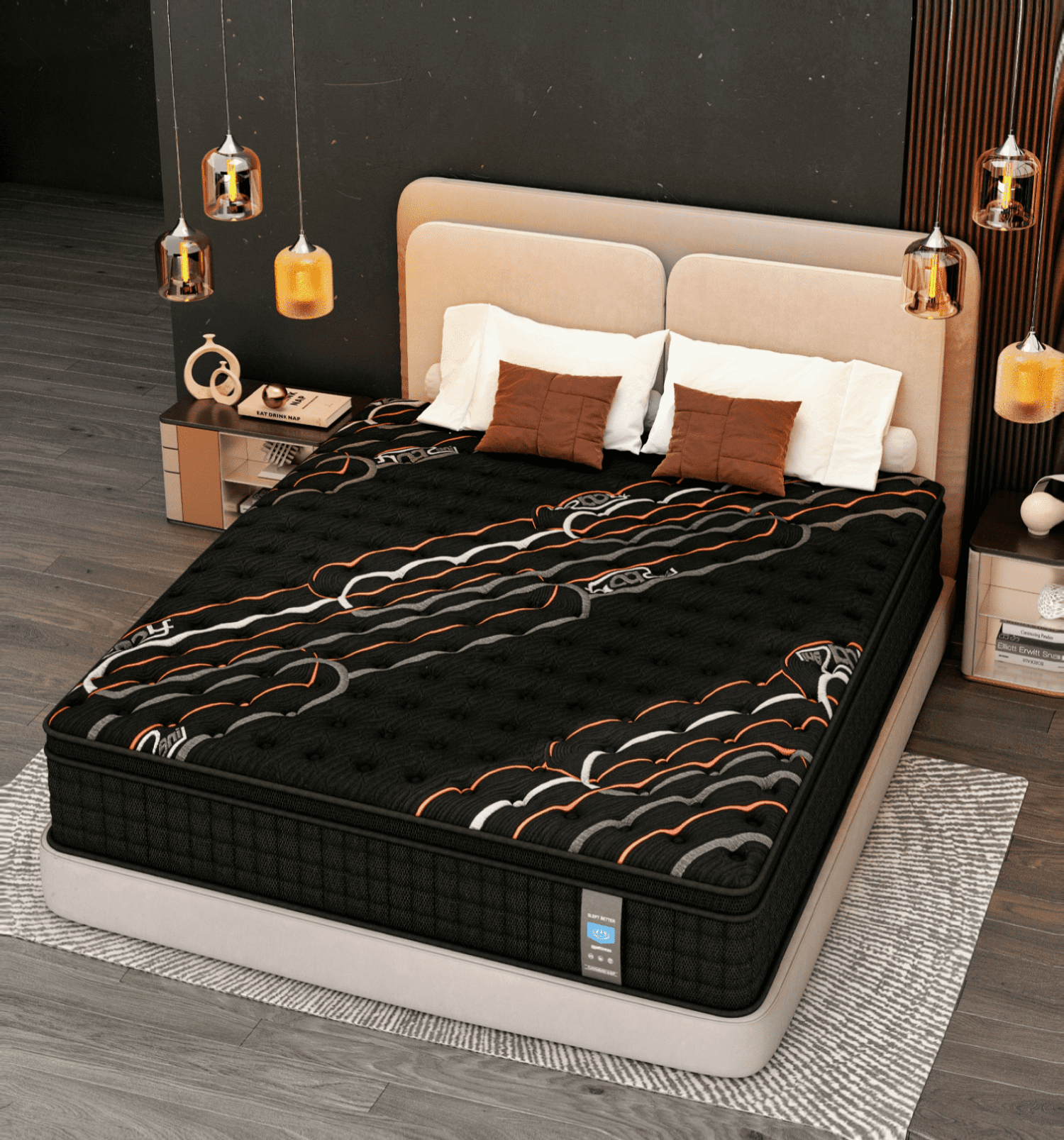 12 inch King Size Mattress, Memory Foam Individual Pocket Springs Hybrid Mattress in a Box, Medium Firm for Home Rooms Hotels,Breathable and Ergonomic Design, Back Relief Edge Support CertiPUR-US